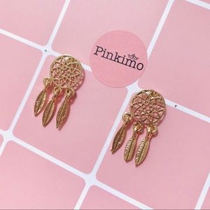 Gold Tone Vintage Dream Catcher Earrings